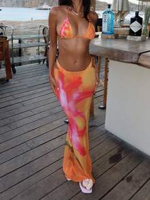 3 件套性感印花女士比基尼泳衣，欧美风格 - 彩色 - 查看 2