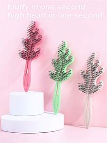 1pc Leaf Hollow Comb For Girls Portable Rib Comb Hairdressing Hair Styling Massage Comb Daily Necessities - Multicolor - View 2