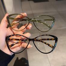 2 Stücke Unisex Katzenaugen Brillen für tägliches Lesen, Bürokleidung, Campu-Stil Gesichtsverändernde Brille, Retro Brille Accessoires ohne Make-up