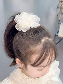 2pcs/Set Bohemian Minimalist White Mesh Flower Hair Clips - Elegant Ruffle Petal Design, Sweet Floral Hair Accessories Suitable For Casual, Travel, Daily Wear - White - View 5