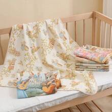 双层纱布新生儿襁褓毯，A 级棉质婴儿襁褓毯，印花襁褓包巾