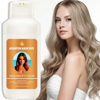 SUMIFANG 角蛋白永久染发剂，牛奶棕色 500ml/16.9oz，1 次使用 - 专业灵感永久染发剂，与未经处理的头发相比，断发减少高达 80%，白发覆盖率高达 100%