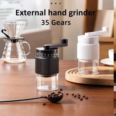 1 Pieza Molinillo de café manual externo con 35 ajustes de molienda - Molinillo de granos de café espresso con núcleo de molienda de cerámica para hacer café en casa, ideal para volver a la escuela