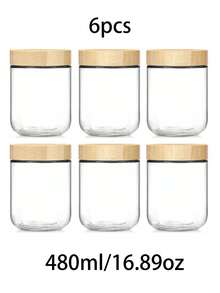 2pcs/4pcs/6pcs 480ml 16.23oz Glass Jars,Overnight Oats Containers With Lids,Kitchen Glass Canisters,Oat Container With Lid,Glass Storage Container Airtight Food Jars With Wood Lids,Glass Cup,Food Storage Containers,Seasoning Jars,Oat Cup,Yogurt Cup,Breakfast Cup,Grain Jar,Salad Cup,Can Enter Dishwasher,For Yogurt - Multicolor - View 13