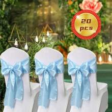 20pcs Champagne Satin Chair Sash Bows, Universal Decorative Chair Cover Ties For Wedding Reception, Washable & Reusable Chair Ribbons, Suitable For Wedding Events And Banquets