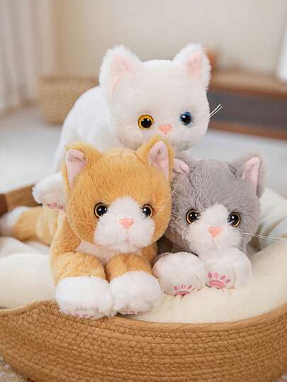50cm/19.68in Cute Simulation Cat Plush Toy Family Companion Sleep Pillow Soft Stuffed Animal Throw Pillow Simulation British Shorthair Cat Toys Gifts(Not Animal Fur) Halloween Christmas Gift