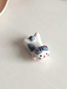 2 件陶瓷猫形筷子架，可爱时尚小猫餐具架，创意桌面装饰文具架 - 彩色 - 查看 11