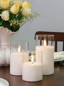 1 cái/3 cái Nến LED Có/Không Có Điều Khiển Từ Xa, Nến Không Ngọn Lửa, Máy Hâm Nến, Đèn Nến, Nến Ngọn Lửa Chuyển Động 3D Chạy Bằng Pin (Không Bao Gồm Pin), Thích Hợp Cho Lễ Hội, Đám Cưới, Quà Tặng, Lò Sưởi, Trang Trí Nhà Cửa (Trong Suốt, 3" X 4" 5" 6") - trắng - Xem 4