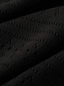 GIGOGOU 女士透气针织开衫T恤，时尚短袖T恤，春夏黑色 - 黑色 - 查看 8