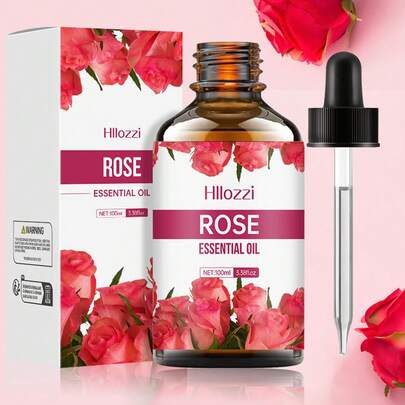 Hllozzi 30ml/60ml/100ml Multi-Specifications Rose Fragrance Essential Oil, Fresh Floral Aroma Long-Lasting, Suitable For Face, Hair, Skin, Body, Can Be Used With Aroma Diffuser/Volcanic Stone, Suitable For Home, Car, Travel And Other Scenarios, Convenient To Carry, Holiday & Gift Choice