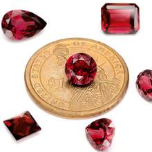 一颗 100% 实验室培育红宝石圆形切割宝石，用于制作饰品高级珠宝制作材料 - 紅色 - 查看 5