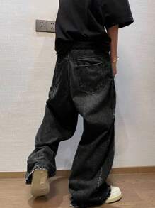 1 szt. Luźne jeansy męskie w stylu casual street style w stylu amerykańskim, w stylu grunge