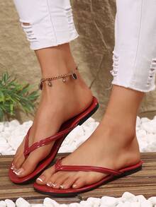 法式女士人字拖凉鞋，新款甜美仙女美学百搭海滩度假防滑软底沙滩拖鞋，适合约会、聚会、派对、休闲穿着