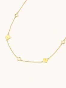 TONSI 1 Stück elegante, minimalistische Edelstahl-Anhänger-Kette mit Kleeblatt und Pflaumenblüten-Verschränkung, Geschenkbox, geeignet für den täglichen Gebrauch von Frauen, Geschenk für Mutter, Ehefrau, Muttertag und andere Feiertage/Geburtstage - Gold - Übersicht 5