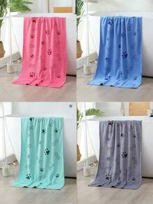 2pcs/1pc Soft Absorbent Pet Towel, 19.68in*39.37in, For Medium Sized Dogs, Quick Drying Toiletries, With Paw Print Design - Multicolor - View 24