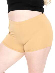 STRETCH IS COMFORT Women's And Plus Size Nylon Booty Shorts | Small - 3X - Baige - View 1
