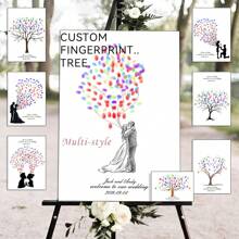 1 Stück Leinwand Kreative Fingerabdruck DIY Finger Malerei Poster Hochzeit Party Firmen Jahrestreffen Personalisierte Fingerabdruck Check-In Baum Bilder, Freunde und Freunde Check-In Fingerabdruck Erinnerungsposter, Erhöht den Spaß, Dekorative Malerei, Wohnzimmer, Schlafzimmer, Dekorativer Poster, Unvergesslich, Bedeutungsvoll, Wohnzimmer Schlafzimmer Dekoration Hängendes Bild Luxus Wandbehang, Rahmenlos, Grafik Muster