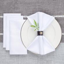 10 件白色布餐巾，方形可洗涤纶餐巾，适用于晚餐、酒店、婚礼、餐厅和派对（20*20 英寸 17*17 英寸） - 白色 - 查看 3