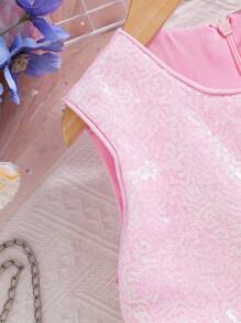 coviviky Vestido formal elegante sin mangas para el verano con estrellas de lentejuelas, malla y cierre con cremallera en la espalda con lazo