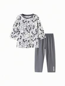 Balabala Tween Boys' Pajama Set - Soft Long Sleeve Top & Pants - Cozy Sleepwear For Tween Boys - White and Black - View 4