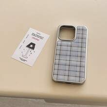 Ốp lưng điện thoại họa tiết giọt nước viền bạc sọc tương thích với 16 Pro Max/15 Pro Max/14 Pro/13, thiết kế kẻ sọc xanh sữa Hàn Quốc - Màu xanh nhạt - Xem 2