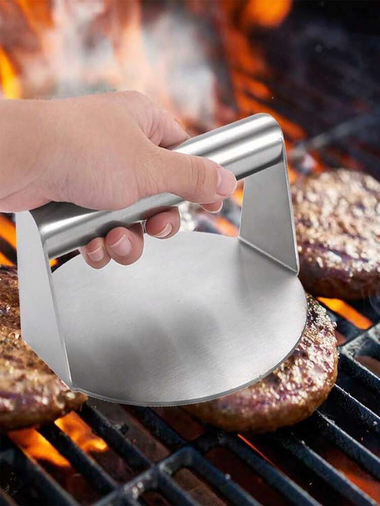 1pc Burger Press,Stainless Steel Smash Burger Press, Burger Smasher With Stainless Steel Handle,Round Hamburger Press,Stainless Steel Hamburger Press Non Stick Burger Maker With Ergonomic Handle,Square Hamburger Press - Silver - View 4