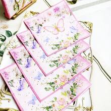 80/40/20 piezas Servilletas desechables de 13 * 13 pulgadas con estampado de mariposas y flores en rosa y azul, para uso en fiestas de cumpleaños, reuniones familiares, banquetes de bodas, decoración de hoteles y restaurantes - Rosa - Ver 9