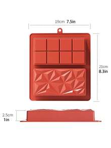 1 件 2 腔方形钻石形巧克力模具 - 不同图案立方体钻石硅胶软糖模具 - 方形钻石设计烘焙模具 - 2 腔不同图案方形钻石巧克力、糖果、蛋糕模具 - 冰格水晶环氧树脂模具 - 彩色 - 查看 5