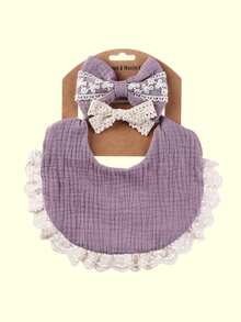 Personalized Baby Gift Set - Embroidered Letter Bibs & Lace Headbands | Newborn Gift Box | Fashionable, Cute, Practical, Spring New Arrival - Multicolor - View 14