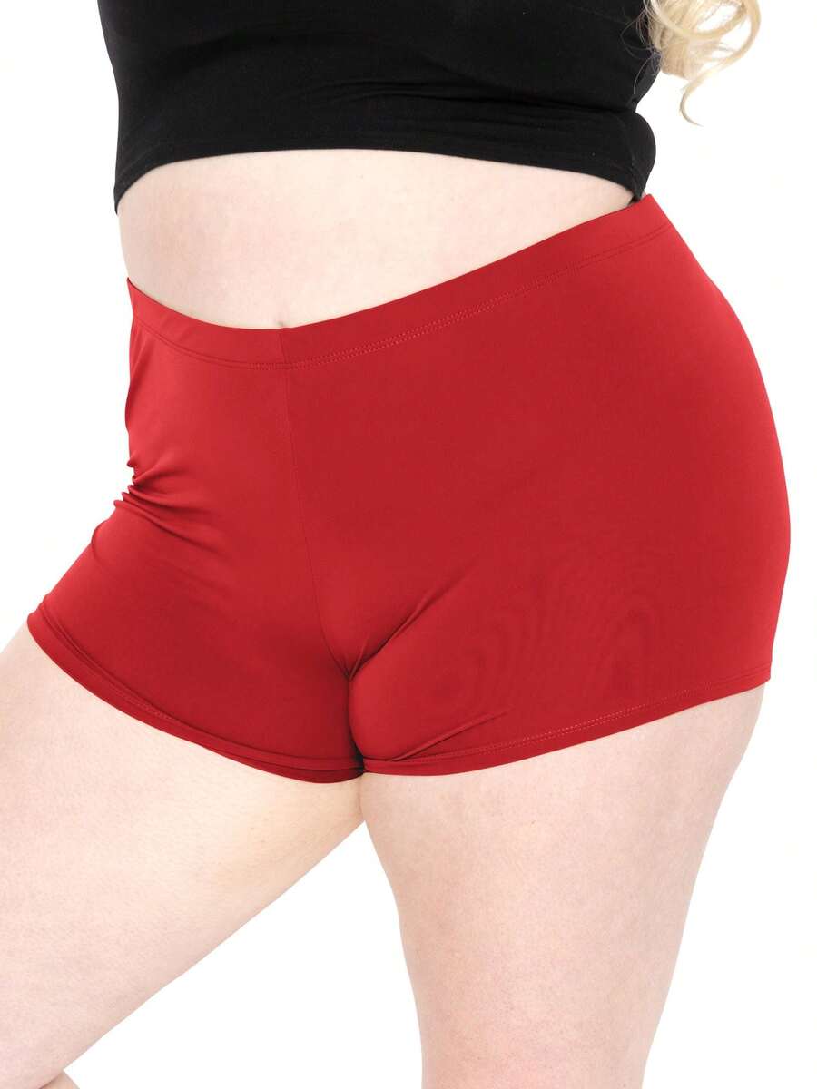 STRETCH IS COMFORT Women's And Plus Size Nylon Booty Shorts | Small - 3X - Red - View 1