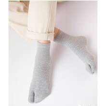 3 Pairs Men's Two Toe Division Socks, Plain Style Socks, Black & White, Spring/Summer - Multicolor - View 10