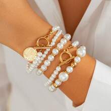 5pcs/Set Fashionable Bracelet Set, Versatile & Elegant For Daily Wear - Pearl Bracelet Set - View 3
