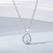 1pc Elegant Moonstone Pendant Necklace 925 Sterling Silver, Suitable For Women, Valentine's Day, Mother's Day, Daily Wear, Vacation, Holidays - Silver - View 6