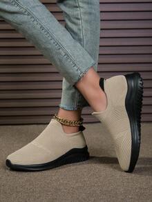 Casual Elastic Slip-On Footwear Unisex, Comfortable & Sporty Shoes Without Laces, Summer 2025 New Arrival - Khaki - View 10