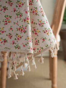 Bubaba 1 件花卉印花矩形桌布，乡村农舍风格，带流苏，适合餐厅、厨房、餐桌、派对、节日、酒店、咖啡厅、卧室等所有季节的家居装饰 - 彩色 - 查看 8