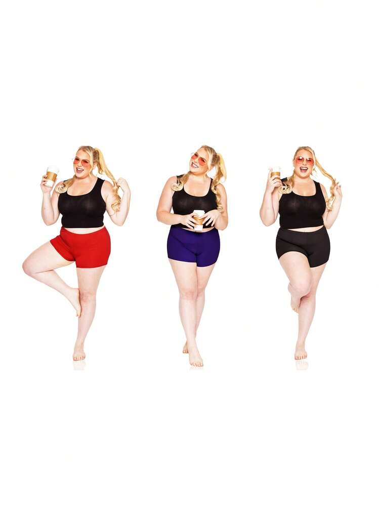 STRETCH IS COMFORT Women's And Plus Size Nylon Booty Shorts | Small - 3X - Màu Đỏ Sâu - Xem 7
