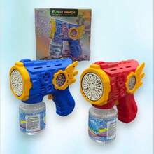 Automatic Bubble Blower Machine, Colorful, Kids Toy, Blue Red, 50ML - Rojo - Ver 3