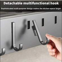 1pc Wall Mounted Kitchen Storage Rack Without Drilling, Multi-Functional Knife & Utensils Holder - 60cm - View 2