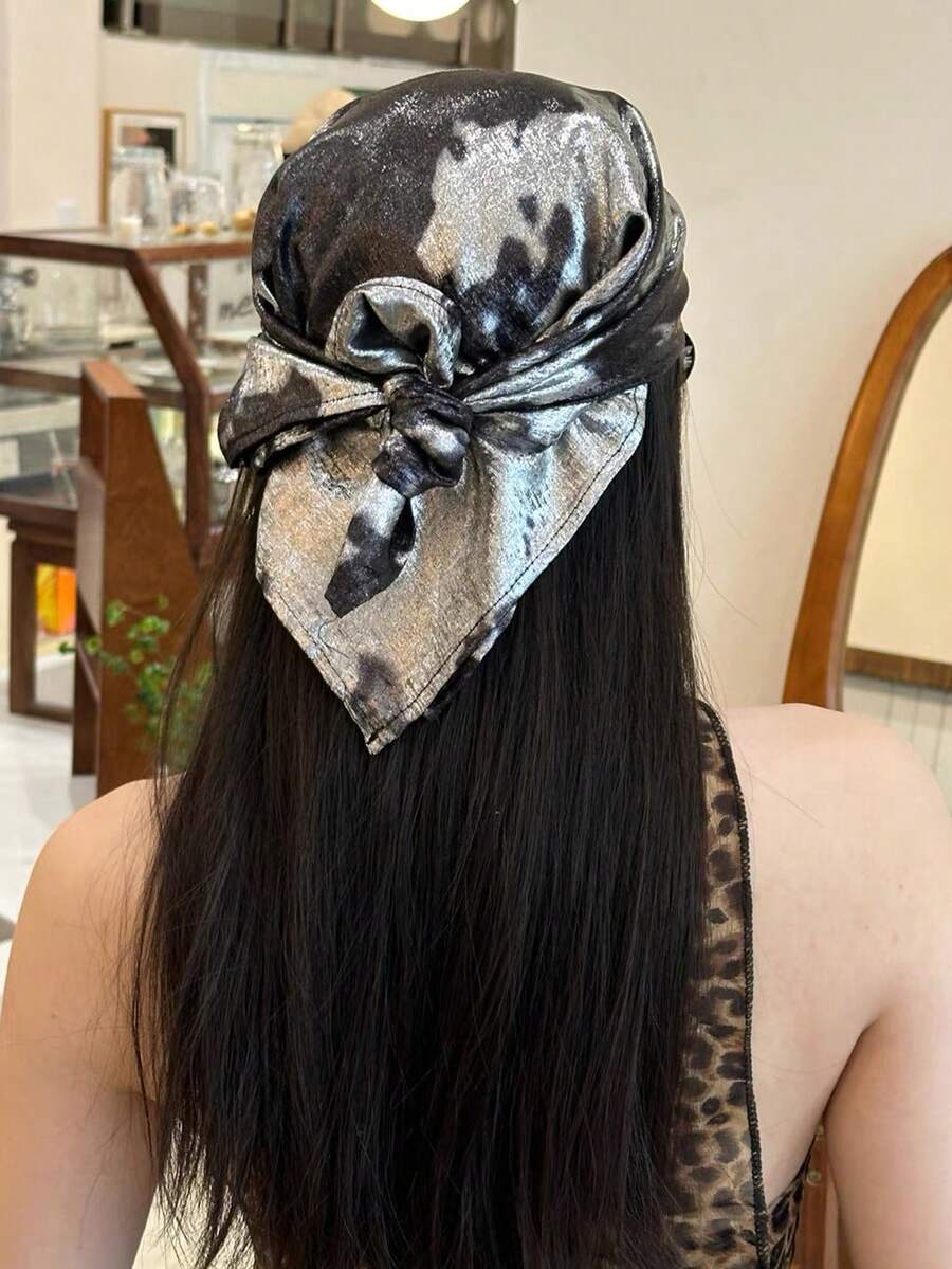 1pc Women Y2K Fashion Metallic Punk Hiphop Style Neckerchief, Versatile Accessory - Multicolor - View 1