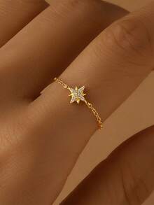 1pc S925 Sterling Silver Chain Ring For Women Fine Jewelry Wedding Ring Bridesmaid Gifts - Gold - View 10