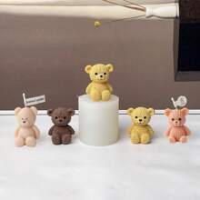 Molde de Vela 3D Urso Fofo, Mini Molde de Vela Perfumada de Urso de Pelúcia DIY, Decoração, Molde de Silicone, Artesanato, Molde de Vela de Cristal Epóxi, Sabonete