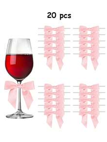 100/50/20/1pc Pink Satin Ribbon Bow, Pre-Tied Satin Ribbon Bow Suitable For Home Gatherings, Parties, Birthdays, Weddings, Bridal Showers, Baby Showers, Tabletop Decor, DIY Crafts, Cake Gift Bags, Birthday Gift Wrapping, Champagne Bottles, Glassware Decor, Wedding Accessories, Graduation Party Decor, Home Decor, Holiday Tabletop Decor, Wedding Party Supplies, Room Decor, Wedding Season Party Favors - Pink - View 12