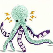 Pet Plush Squeaky Doll - Octopus Shell Shape Puzzle Food Hiding Design, Interactive Teeth Cleaning Chew Doll, Suitable For Medium & Small Cats & Dogs - Multicolor - View 13
