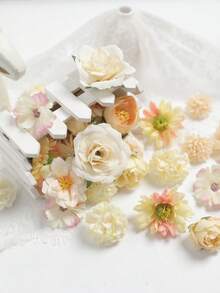 42 件套，玫瑰、茉莉、月季、雏菊等多种花卉组合花头，非常适合 DIY 婚礼、新娘花束、插花、订婚派对、餐桌装饰布置、餐桌中心装饰、迎宾派对、派对、卧室家居装饰、秋季装饰、秋季