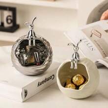 1 pieza Tazón decorativo de almacenamiento, decoración de almacenamiento de cerámica, bandeja de almacenamiento de llaves de alta gama, caja de almacenamiento de joyas para tocador moderno, suministros de almacenamiento y organización del hogar, accesorios de dormitorio, decoración de dormitorio, decoración de la habitación, decoración del hogar Regreso a clases - Multicolor - Ver 1