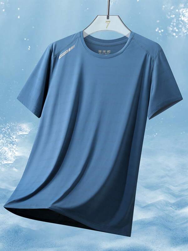 1pc Men's Elastic Athletic Quick-Dry Breathable T-Shirt, Training Top For Running, Gym & Sports