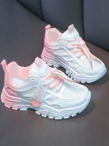 1 双女孩可爱时尚渐变色 PU 设计休闲运动鞋，适合日常穿着、上学、运动、所有季节 - 彩色 - 查看 5