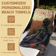 Contemplative Skeleton At Sunset, Resting Among Flowers Super Soft And Cozy Lightweight Printed 75X150cm Large Bath Towel, Quick Drying, Absorbent, Soft And Comfortable, Ultra-Fine Fiber Beach Towel