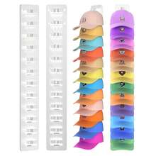 2 Peças Rack de Chapéu Montado na Parede com Caixa de Armazenamento, Rack de Chapéu de Beisebol de Plástico com Opções de Montagem com Cola e Parafuso para até 24 Chapéus, para Armários, Portas, Paredes, Mesas