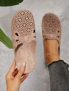 Dép lê nữ bằng nhựa PU thời trang, thoải mái, màu trơn, mũi tròn, kiểu dáng slip-on, nhẹ nhàng, chống thấm nước, cỡ lớn, đế mềm mại, dễ thương, thích hợp cho hoạt động ngoài trời, mùa hè, đi biển, nghỉ mát, dép hở mũi thoáng khí bằng nhựa PU, dép đi trong nhà cho nữ. - màu nâu - Xem 2